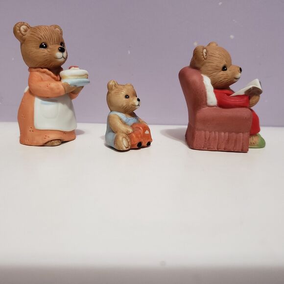 Homco Mom Dad Baby Christmas Morning Bears Figurines Home Decor Lot Of 3 - Picture 5 of 8